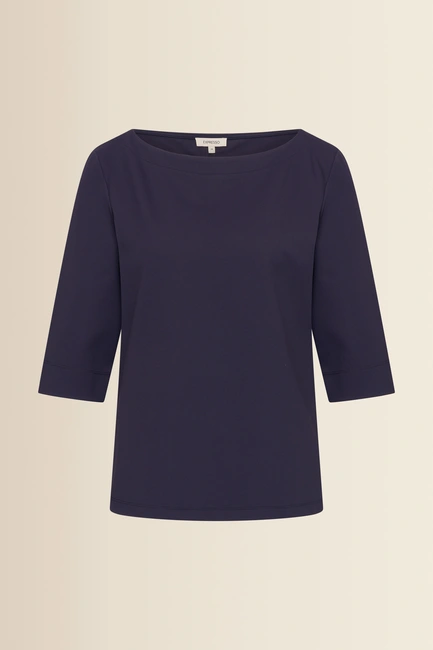 Navy top met boothals