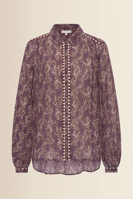 Paisleyblouse met contrastdetail