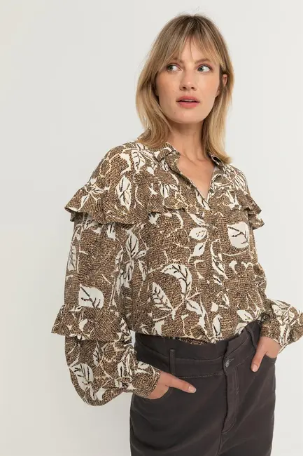 Printblouse met volant