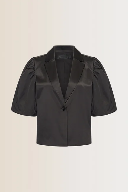 Satijnen blazer met pofmouwen