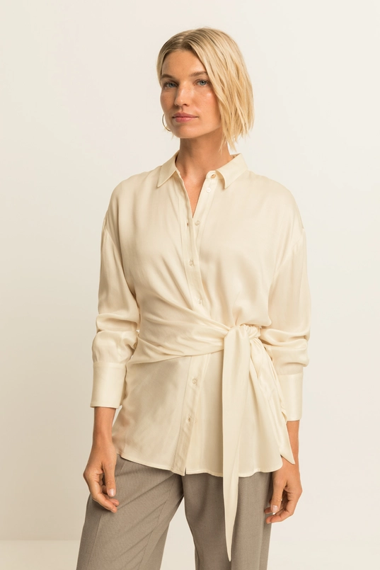 Satijnlook blouse met strikdetail