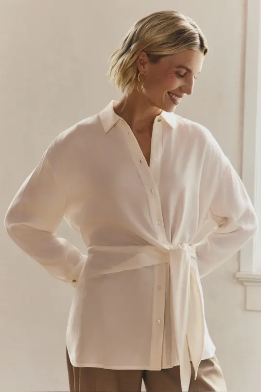 Satijnlook blouse met strikdetail