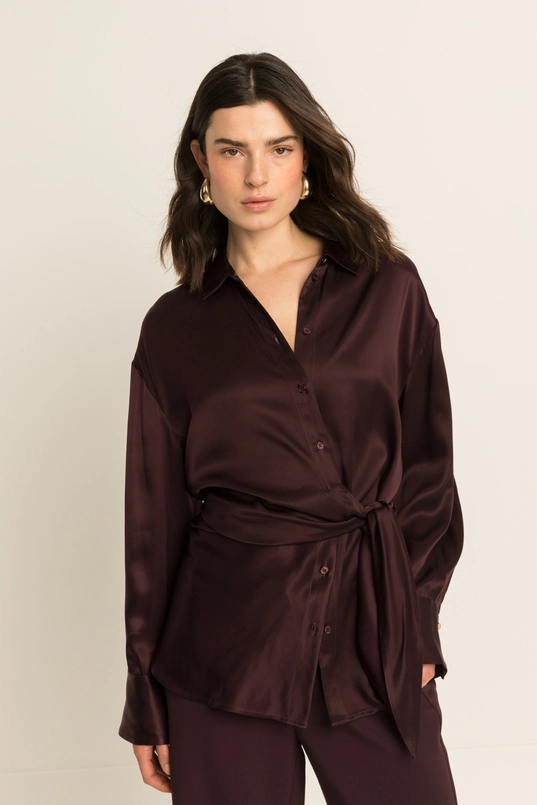 Satijnlook blouse met strikdetail