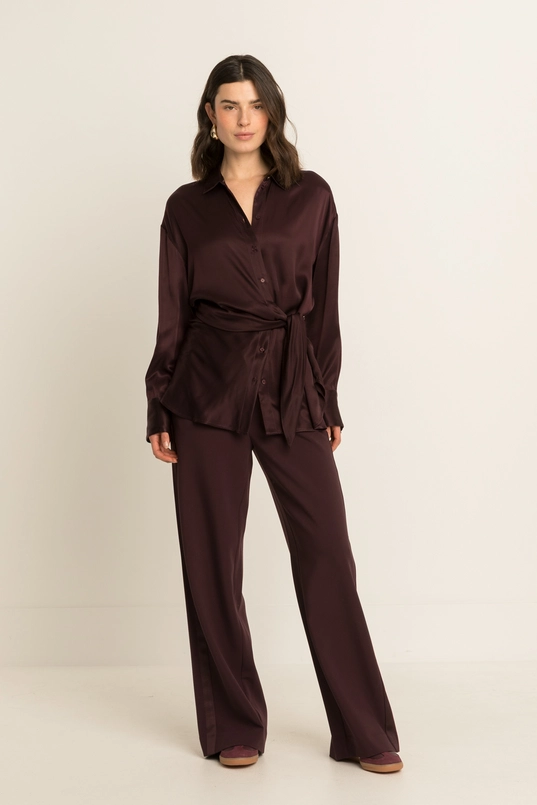 Satijnlook blouse met strikdetail