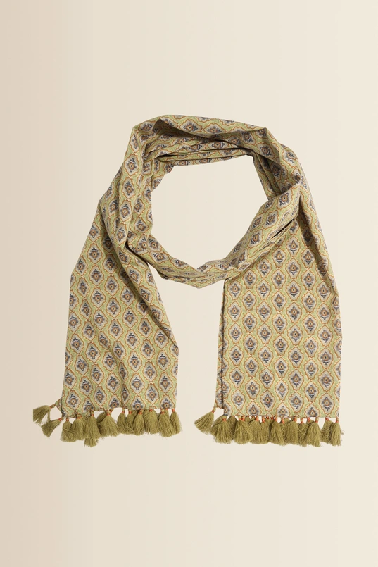 Shawl met dessin en kwastjes