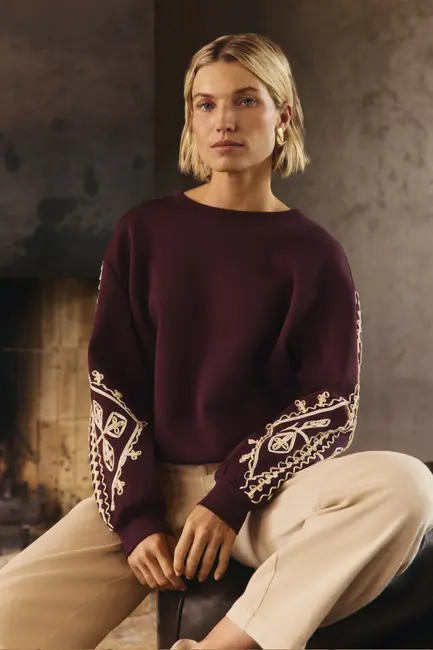 Sweater jersey tape embroiderie