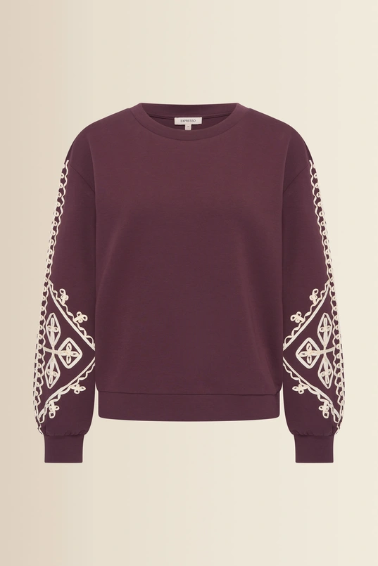 Sweater met geborduurde mouwen