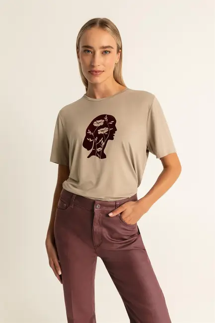 T-shirt met flockprint
