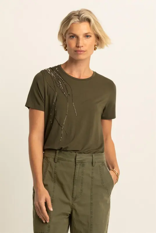 T-shirt met kralendetail