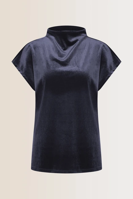 Velvet top met high neck