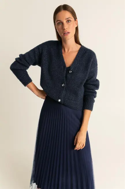 Wolmix cardigan met lurex